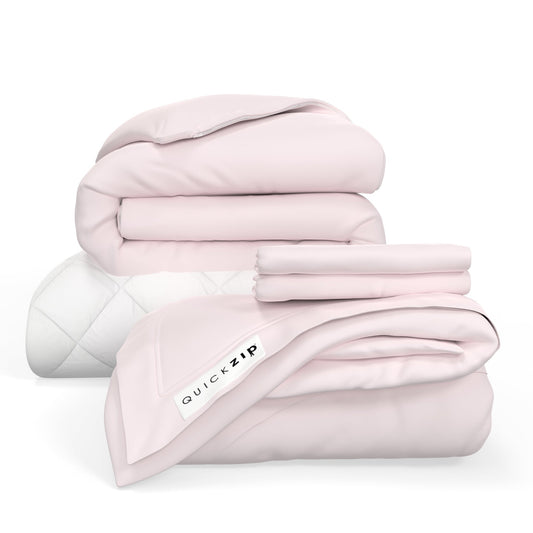 QuickZip Euro Bundle - Sateen - Fitted Zip Sheet, Duvet Cover & Comforter - Quahog Bay Bedding