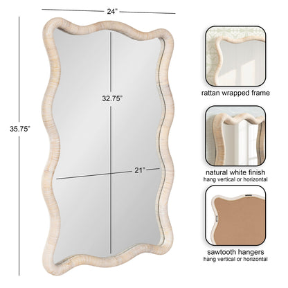 Rahfy Rattan Rectangle Scallop Mirror - Quahog Bay Bedding
