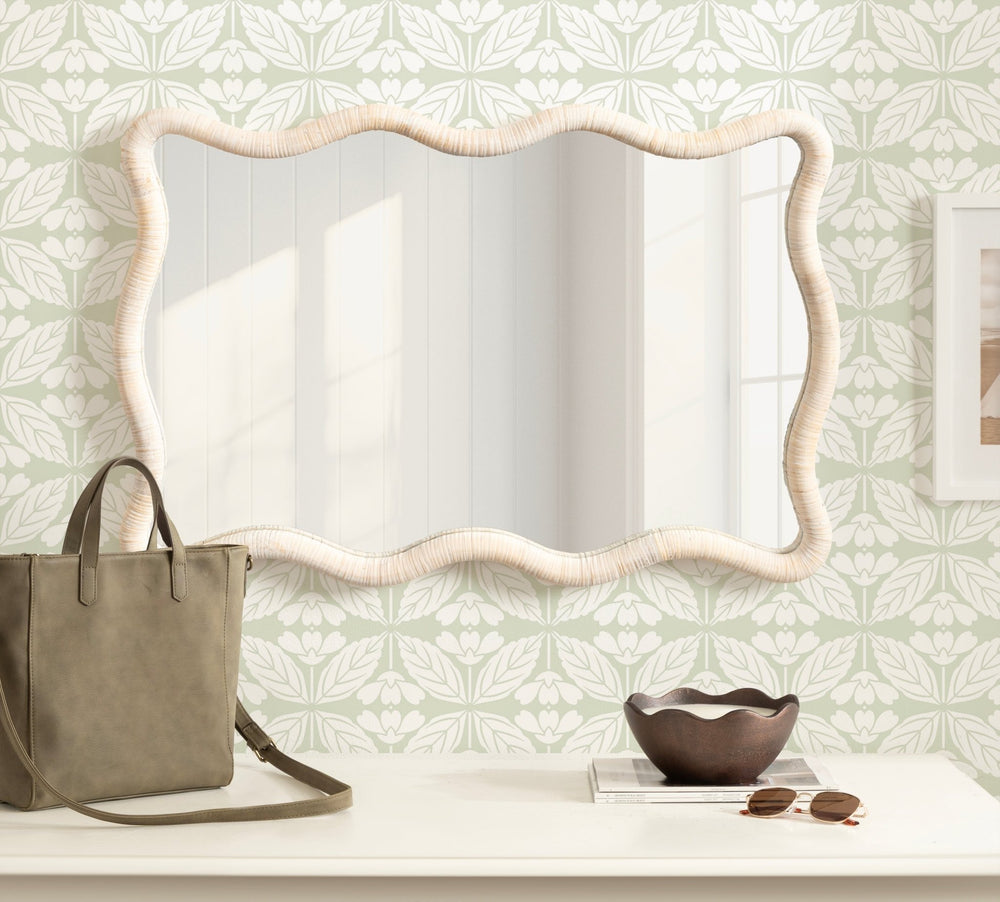 Rahfy Rattan Rectangle Scallop Mirror - Quahog Bay Bedding