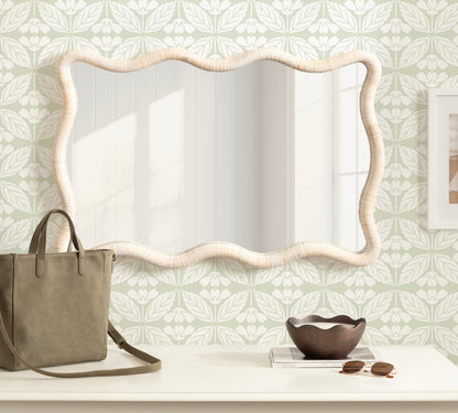 Rahfy Rattan Rectangle Scallop Mirror - Quahog Bay Bedding