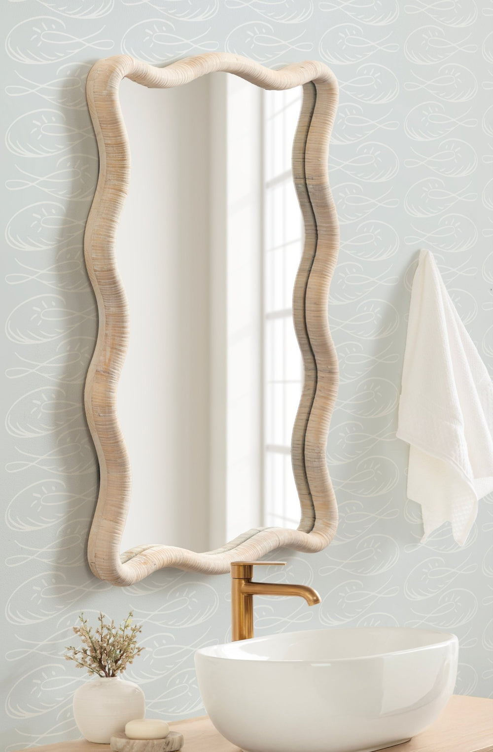 Rahfy Rattan Rectangle Scallop Mirror - Quahog Bay Bedding