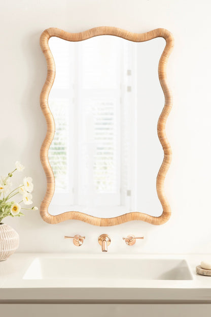 Rahfy Rattan Rectangle Scallop Mirror - Quahog Bay Bedding