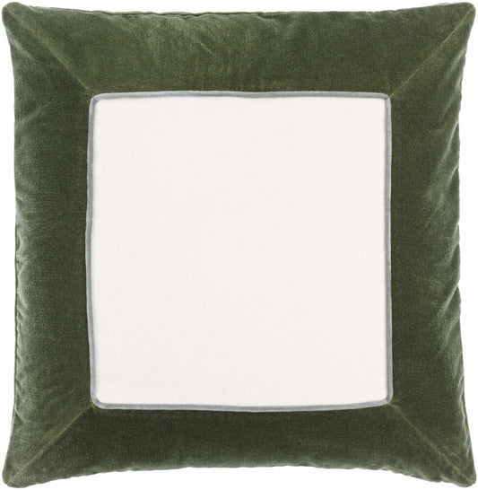 Rahiq Forest Green Border Cotton Throw Pillow - Quahog Bay Bedding