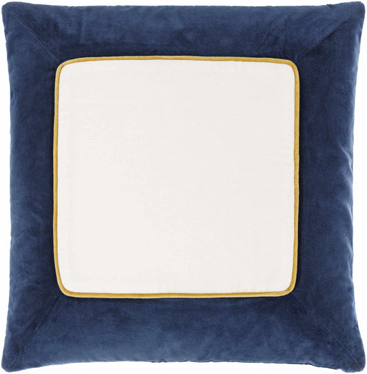Rahiq Navy Blue Border Cotton Throw Pillow - Quahog Bay Bedding