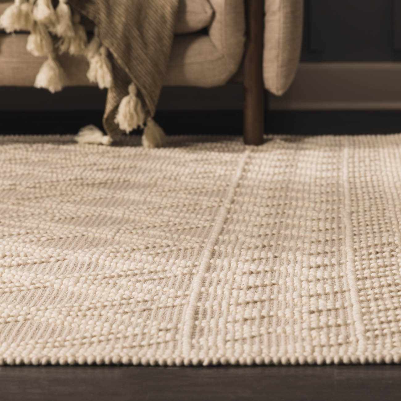 Ramsbury Beige Trellis Wool Rug - Quahog Bay Bedding