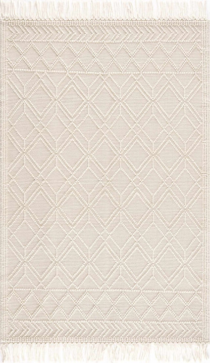 Ramsbury Beige Trellis Wool Rug - Quahog Bay Bedding