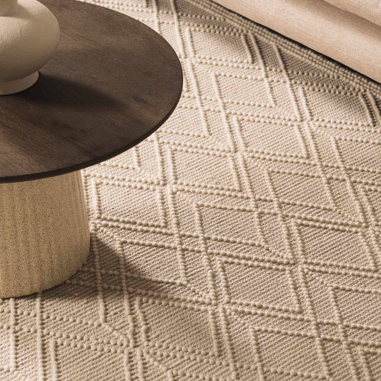 Ramsbury Beige Trellis Wool Rug - Quahog Bay Bedding