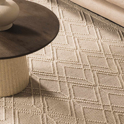 Ramsbury Beige Trellis Wool Rug - Quahog Bay Bedding