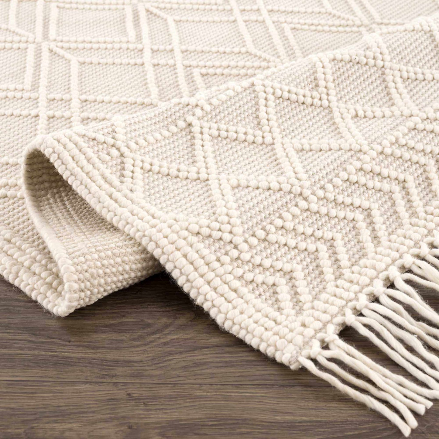 Ramsbury Beige Trellis Wool Rug - Quahog Bay Bedding