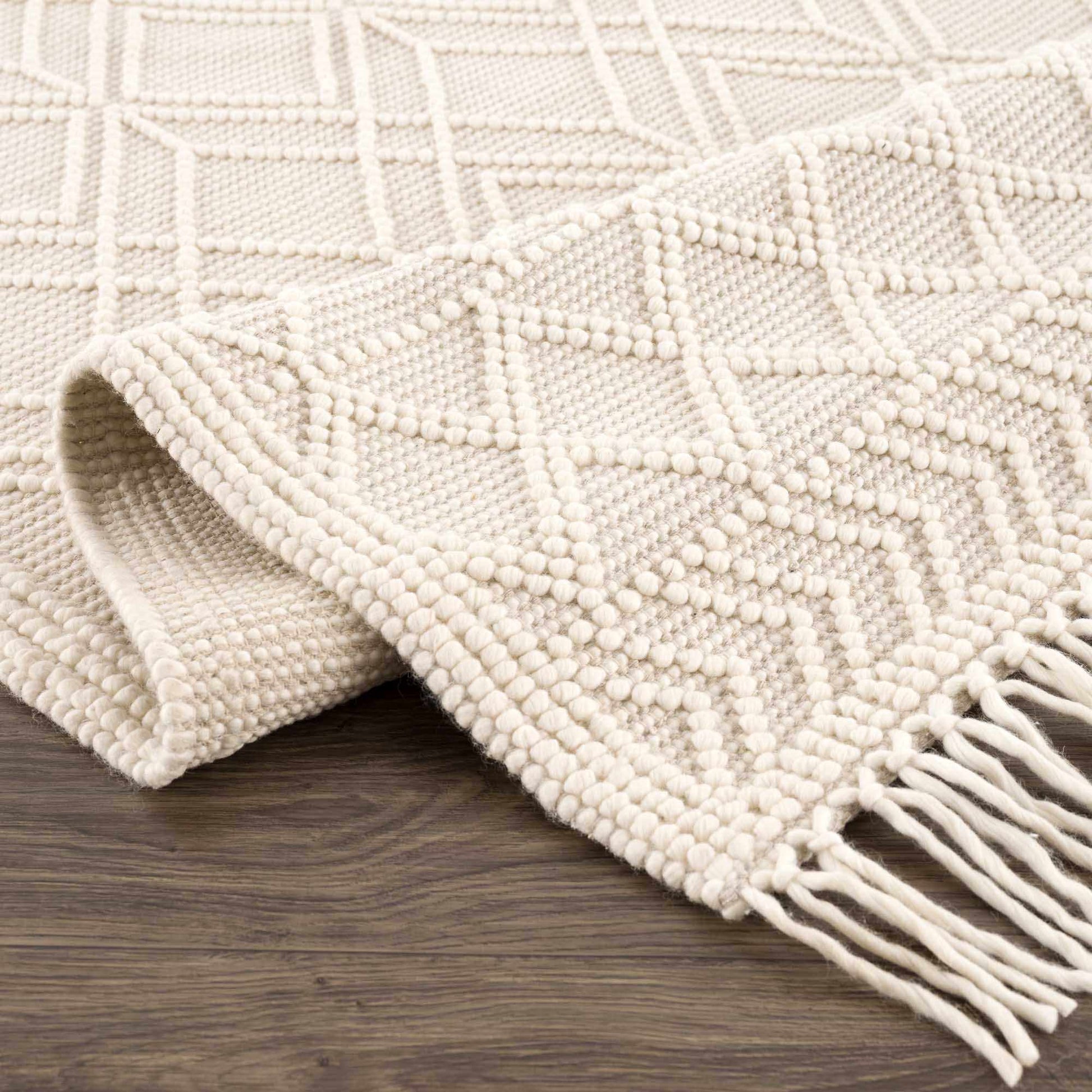 Ramsbury Beige Trellis Wool Rug - Quahog Bay Bedding