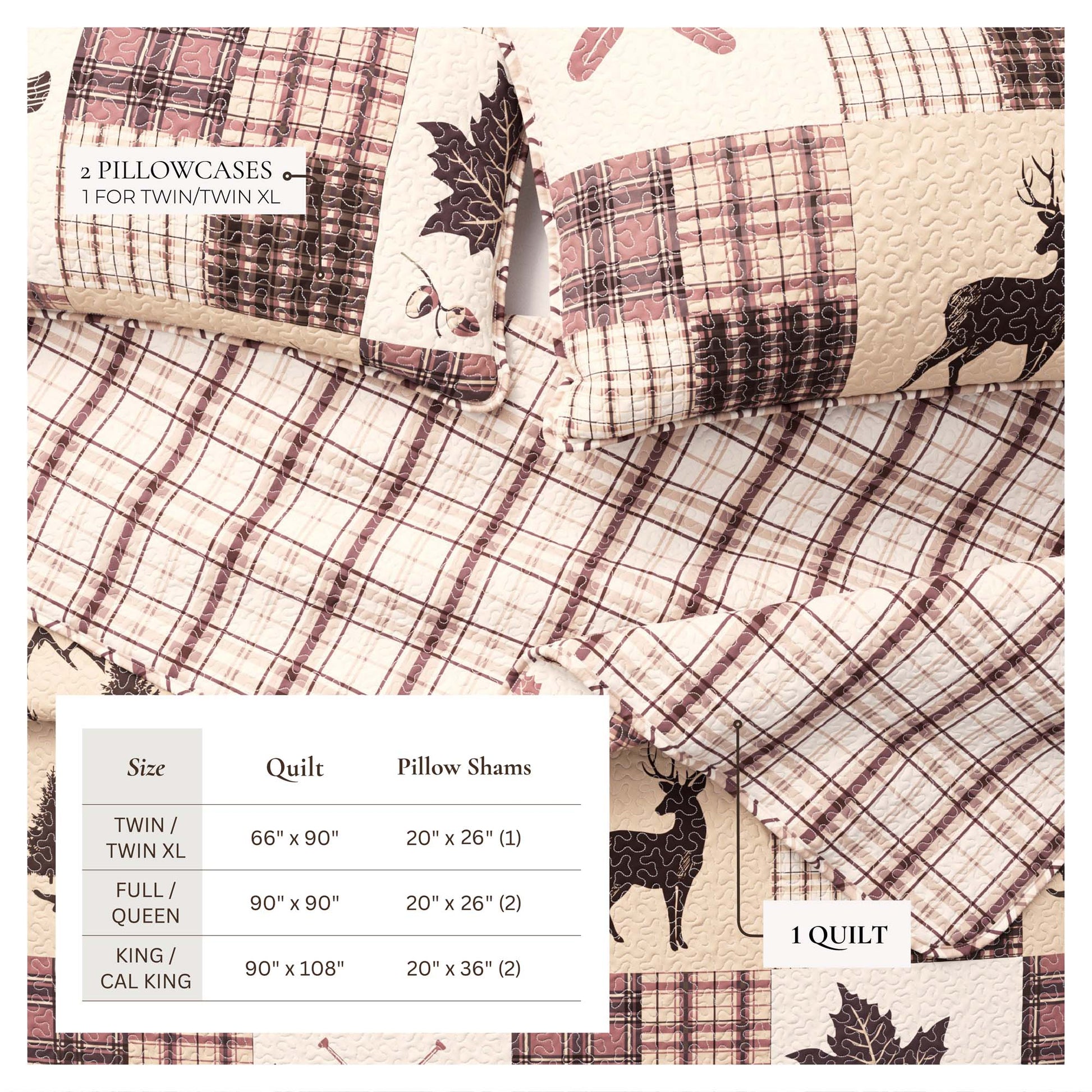 Redwood Lodge 3 Piece Quilt Set - Fall Quilts - Quahog Bay Bedding