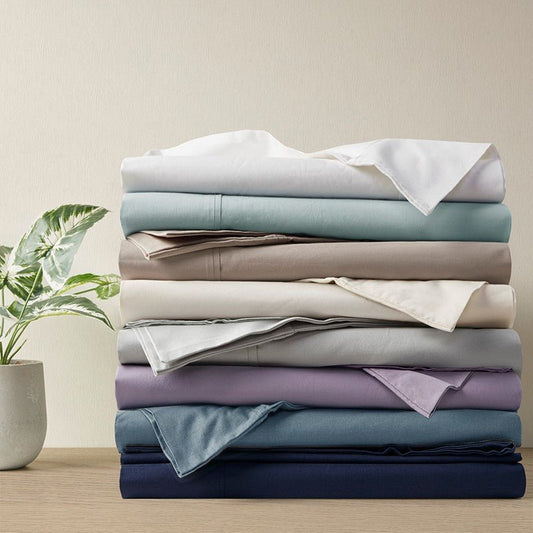 Relaxed Cotton Percale Sheet Set - 200TC 100% Cotton Percale Sheets - Quahog Bay Bedding