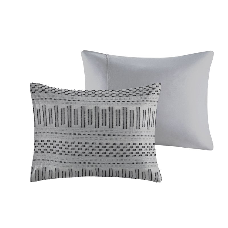 Rhea Cotton Jacquard Comforter Set | Grey & Black | 100% Cotton - Quahog Bay Bedding