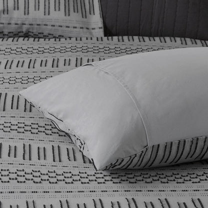Rhea Cotton Jacquard Comforter Set | Grey & Black | 100% Cotton - Quahog Bay Bedding