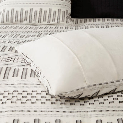Rhea Cotton Jacquard Comforter Set | Ivory & Charcoal | 100% Cotton - Quahog Bay Bedding
