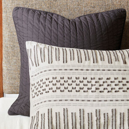 Rhea Cotton Jacquard Comforter Set | Ivory & Charcoal | 100% Cotton - Quahog Bay Bedding