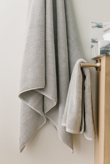 Ribbed Terry Bath Towel Set - Cotton And Bamboo Blend Bath Towels - Quahog Bay Bedding