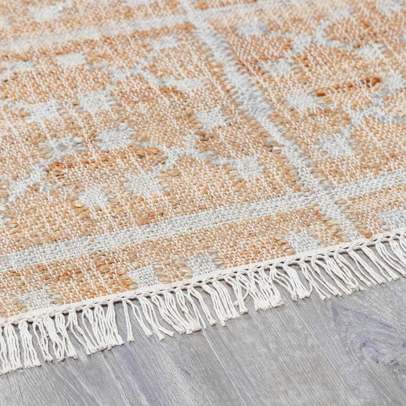 Rice Handcrafted Fringed Jute Carpet - Quahog Bay Bedding