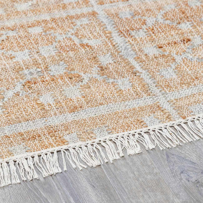 Rice Handcrafted Fringed Jute Carpet - Quahog Bay Bedding