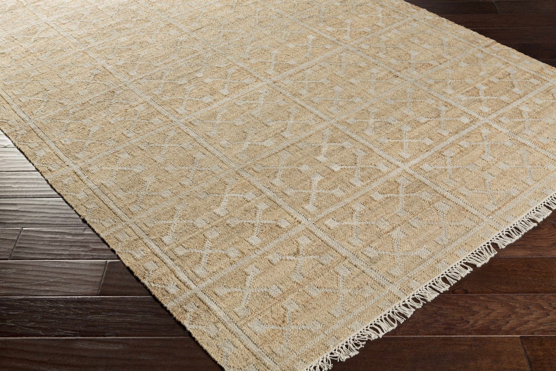 Rice Handcrafted Fringed Jute Carpet - Quahog Bay Bedding