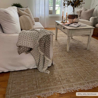 Rice Handcrafted Fringed Jute Carpet - Quahog Bay Bedding