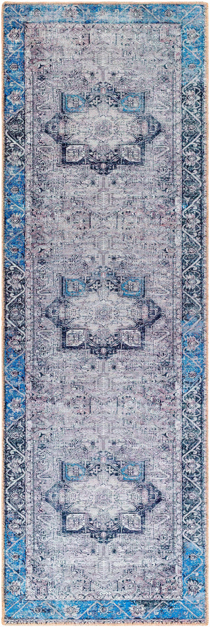 Rosman Blue&Beige  - Promo Washable Area Rug - Clearance