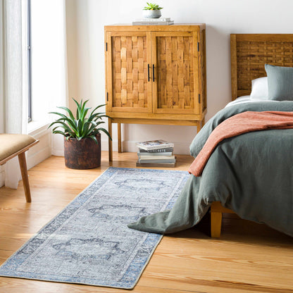 Rosman Blue&Beige  - Promo Washable Area Rug - Clearance