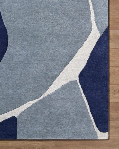 Robbins Modern Blue Wool Rug - Quahog Bay Bedding