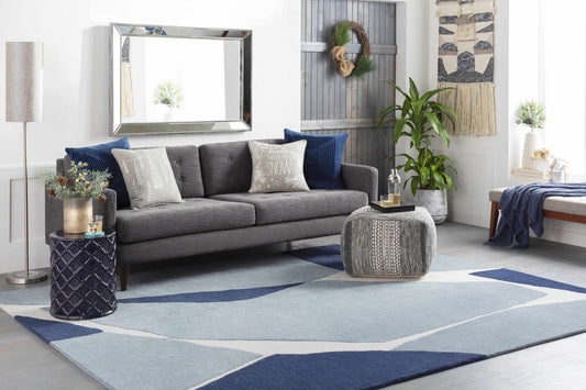 Robbins Modern Blue Wool Rug - Quahog Bay Bedding
