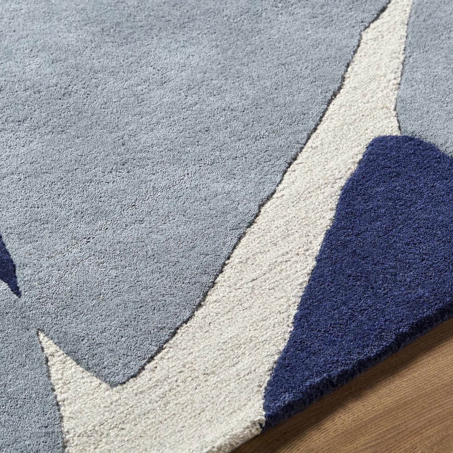Robbins Modern Blue Wool Rug - Quahog Bay Bedding