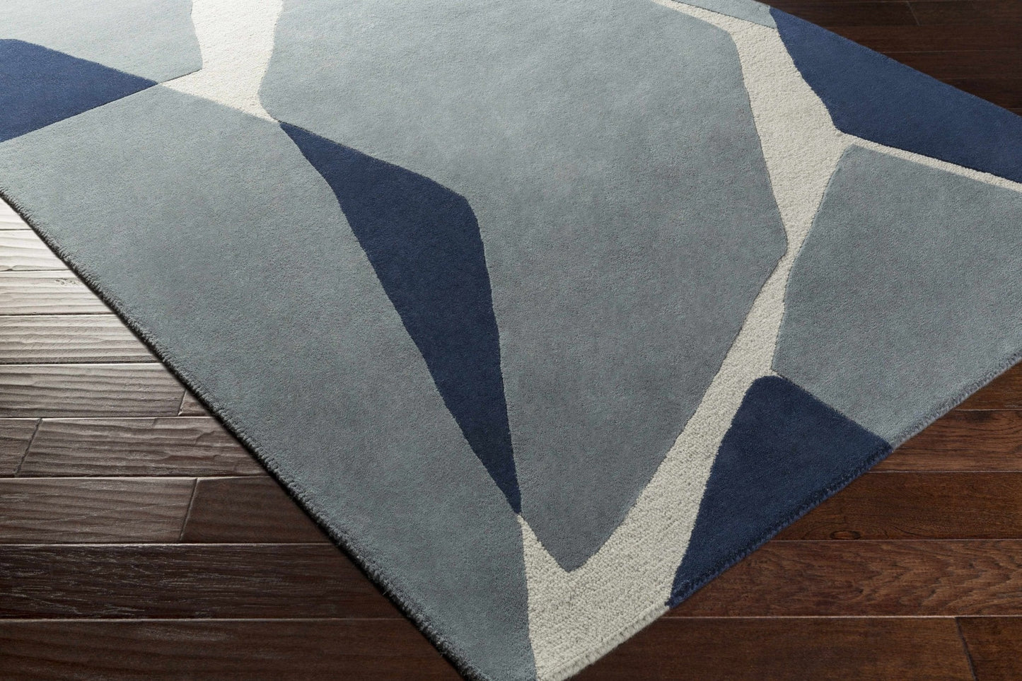 Robbins Modern Blue Wool Rug - Quahog Bay Bedding