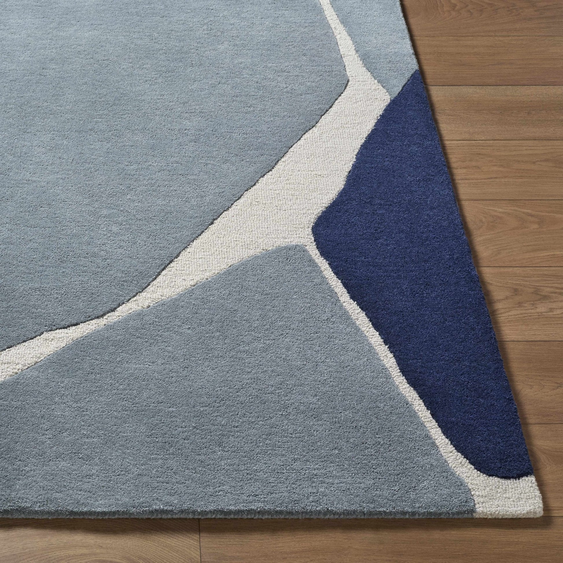Robbins Modern Blue Wool Rug - Quahog Bay Bedding