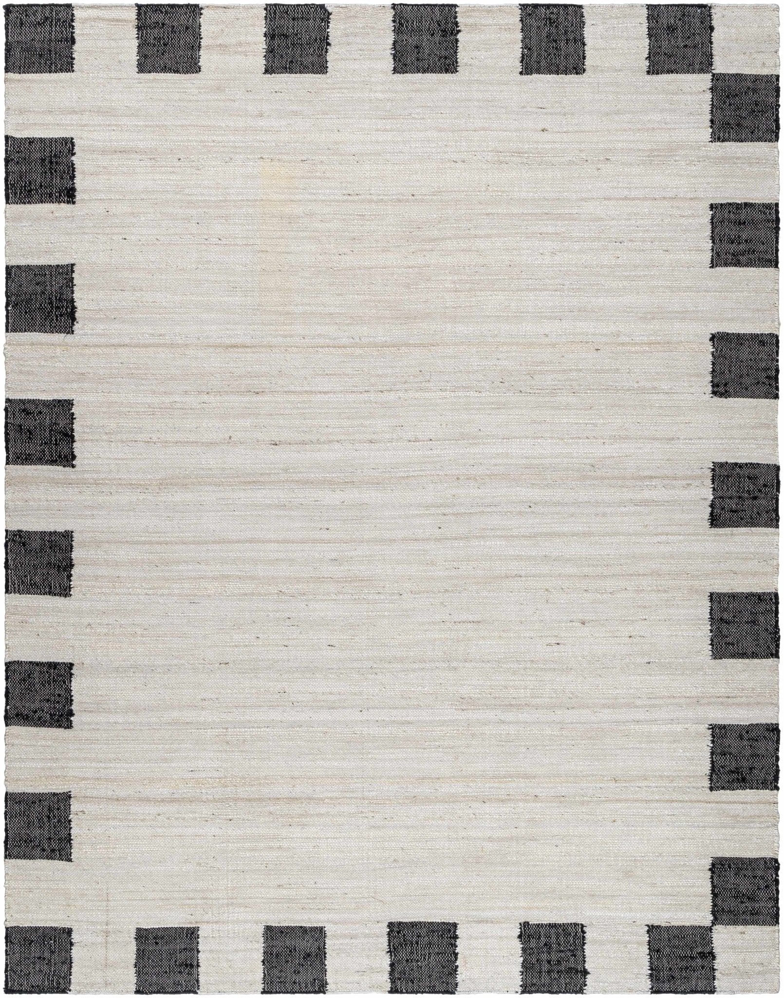 Rocio Dotted Bordered White Jute Carpet - Quahog Bay Bedding