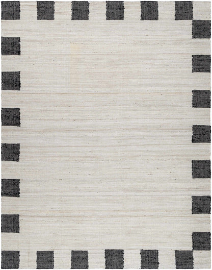 Rocio Dotted Bordered White Jute Carpet - Quahog Bay Bedding