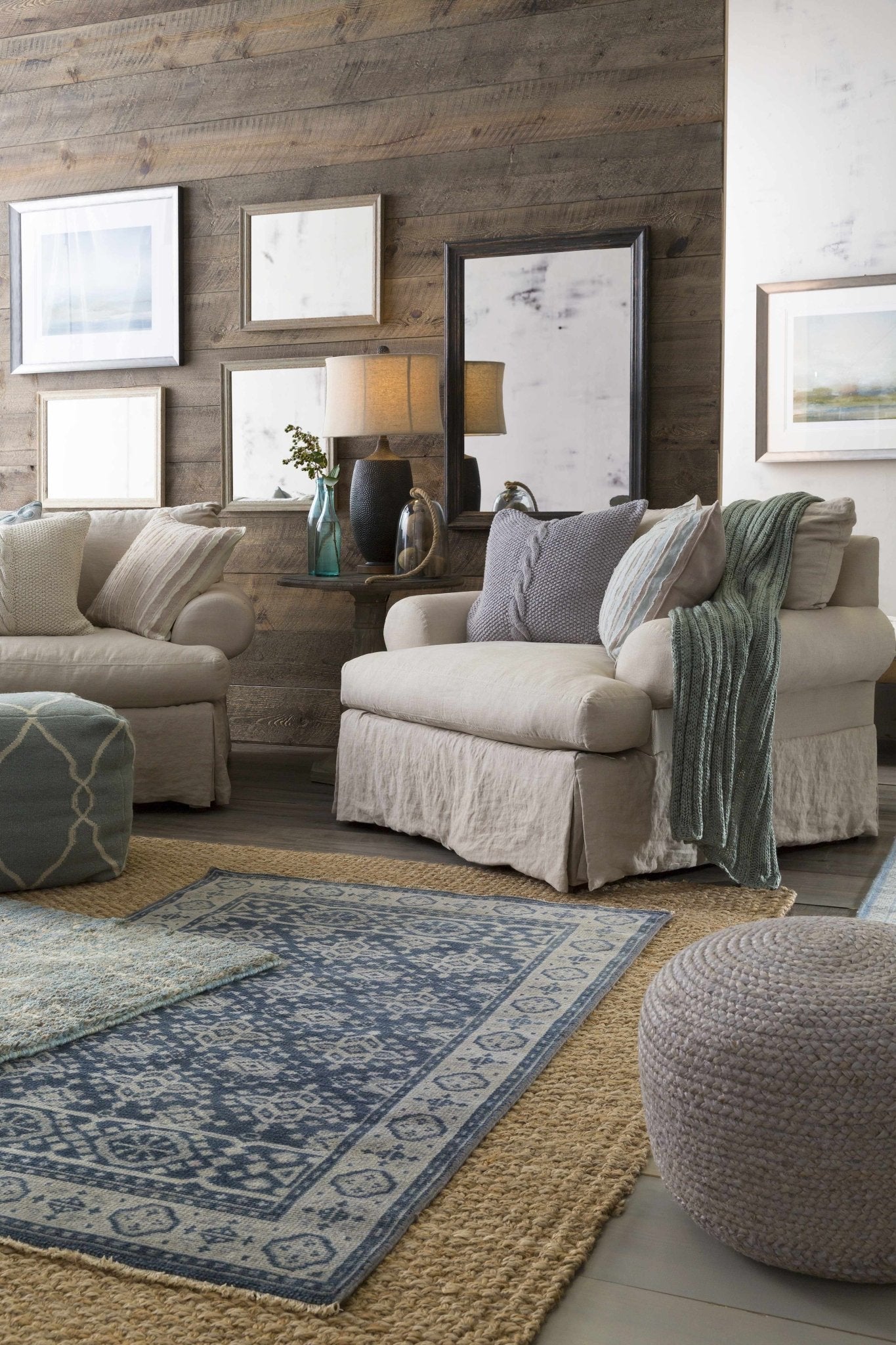 Rockaway Gray Knitted Jute Pouf - Quahog Bay Bedding