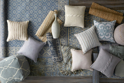 Rockaway Gray Knitted Jute Pouf - Quahog Bay Bedding