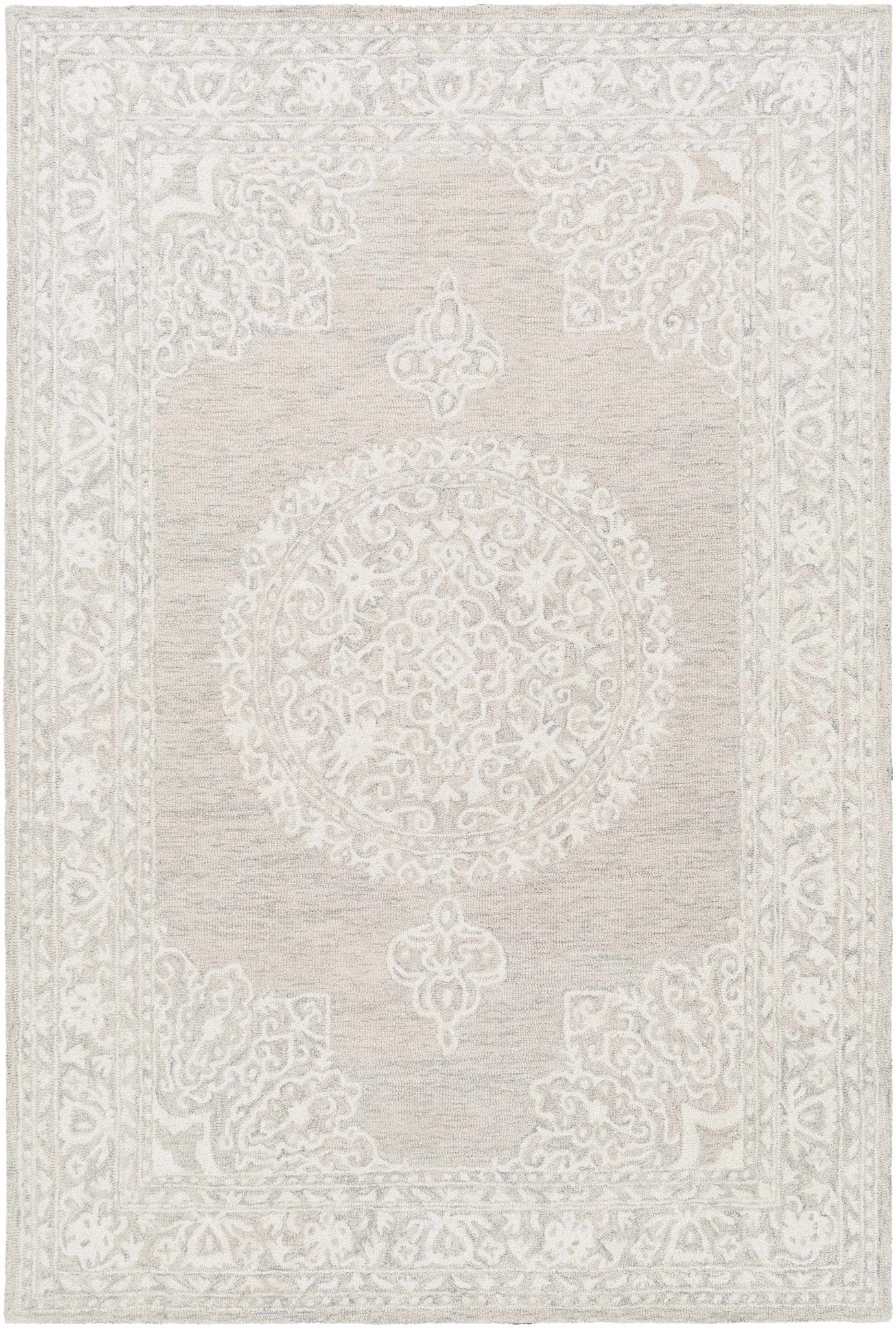 Roessleville Cream Wool Area Rug - Quahog Bay Bedding