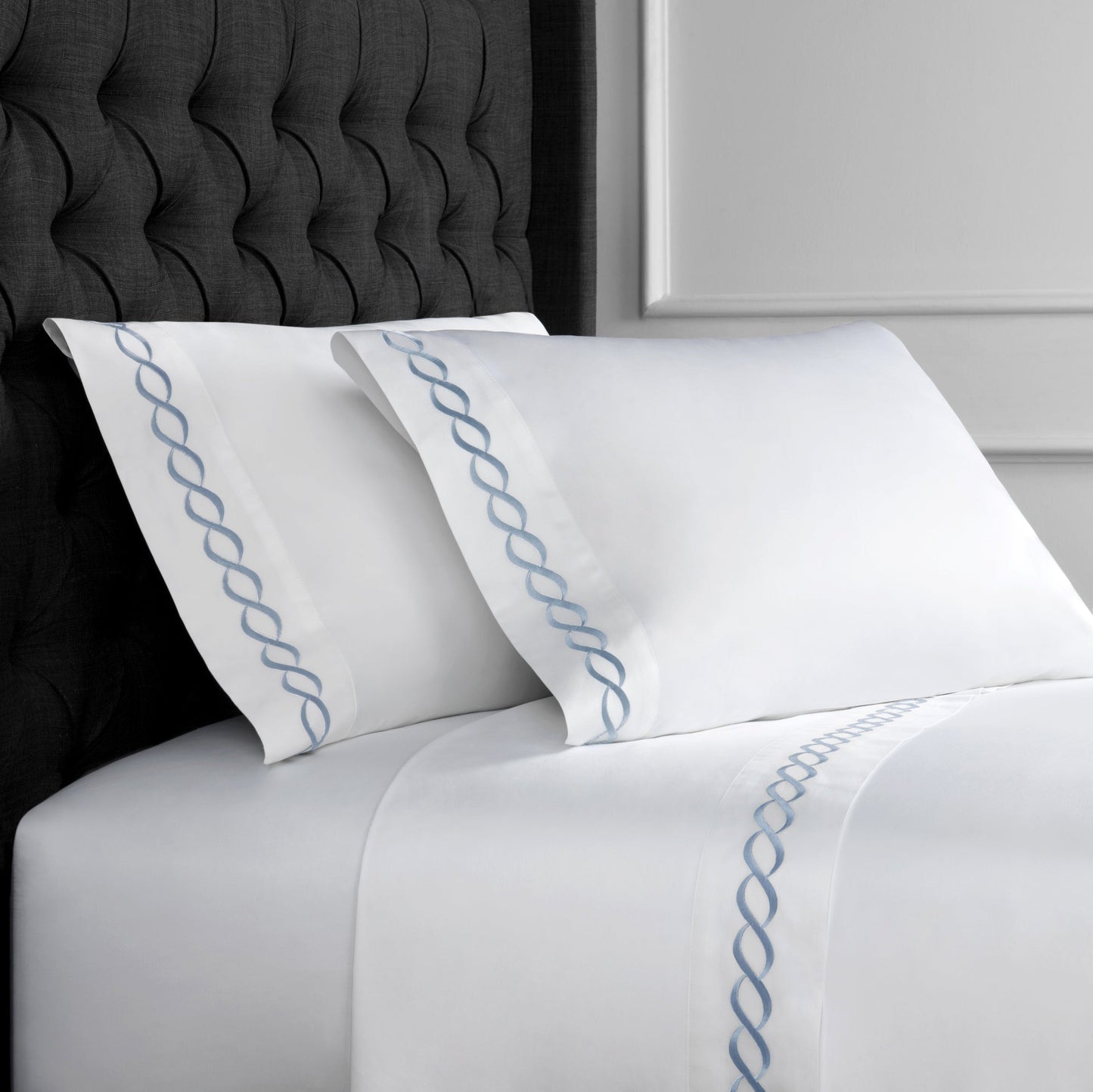 Luxury Coastal And Nautical 600TC 100% Cotton Rope Embroidered Sheet Set
