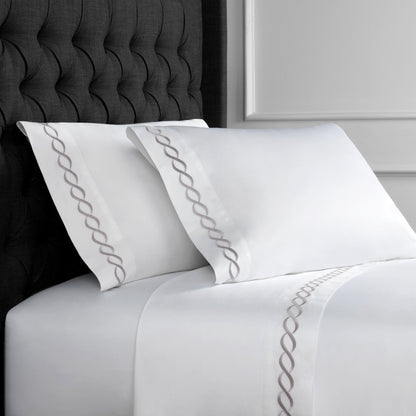 Luxury Coastal And Nautical 600TC 100% Cotton Rope Embroidered Sheet Set