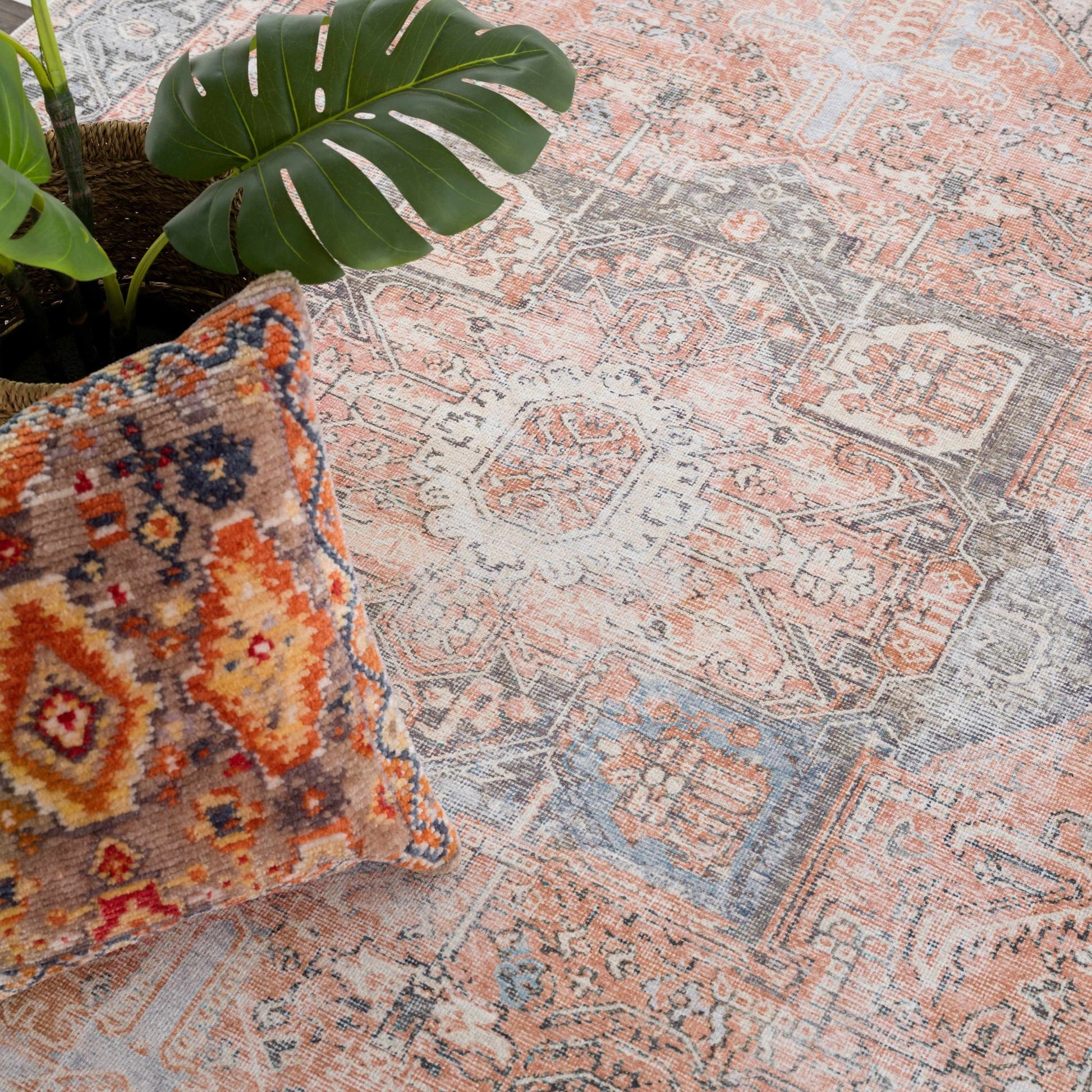 Rosman Distressed Washable Area Rug - Quahog Bay Bedding