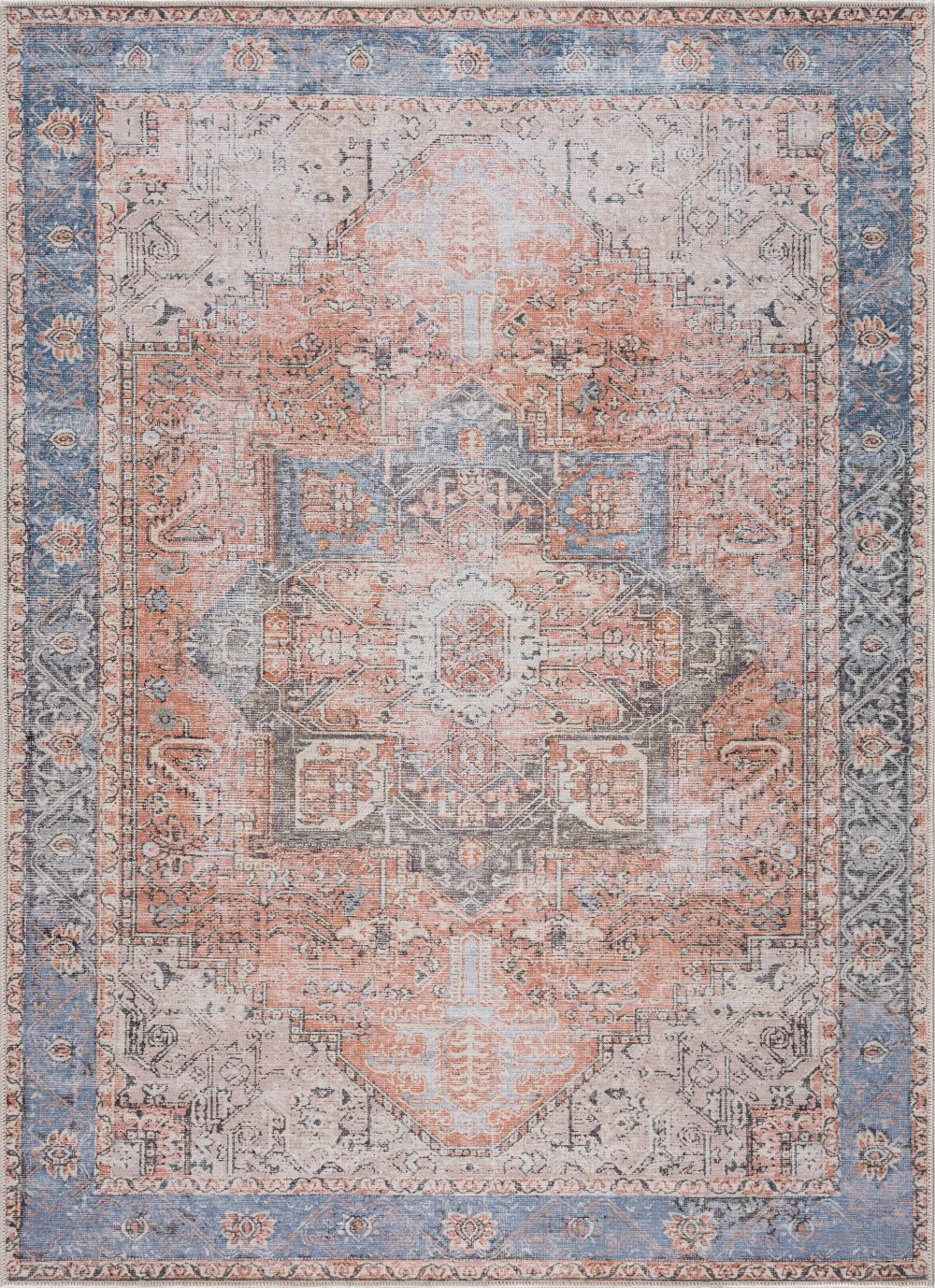 Rosman Distressed Washable Area Rug - Quahog Bay Bedding