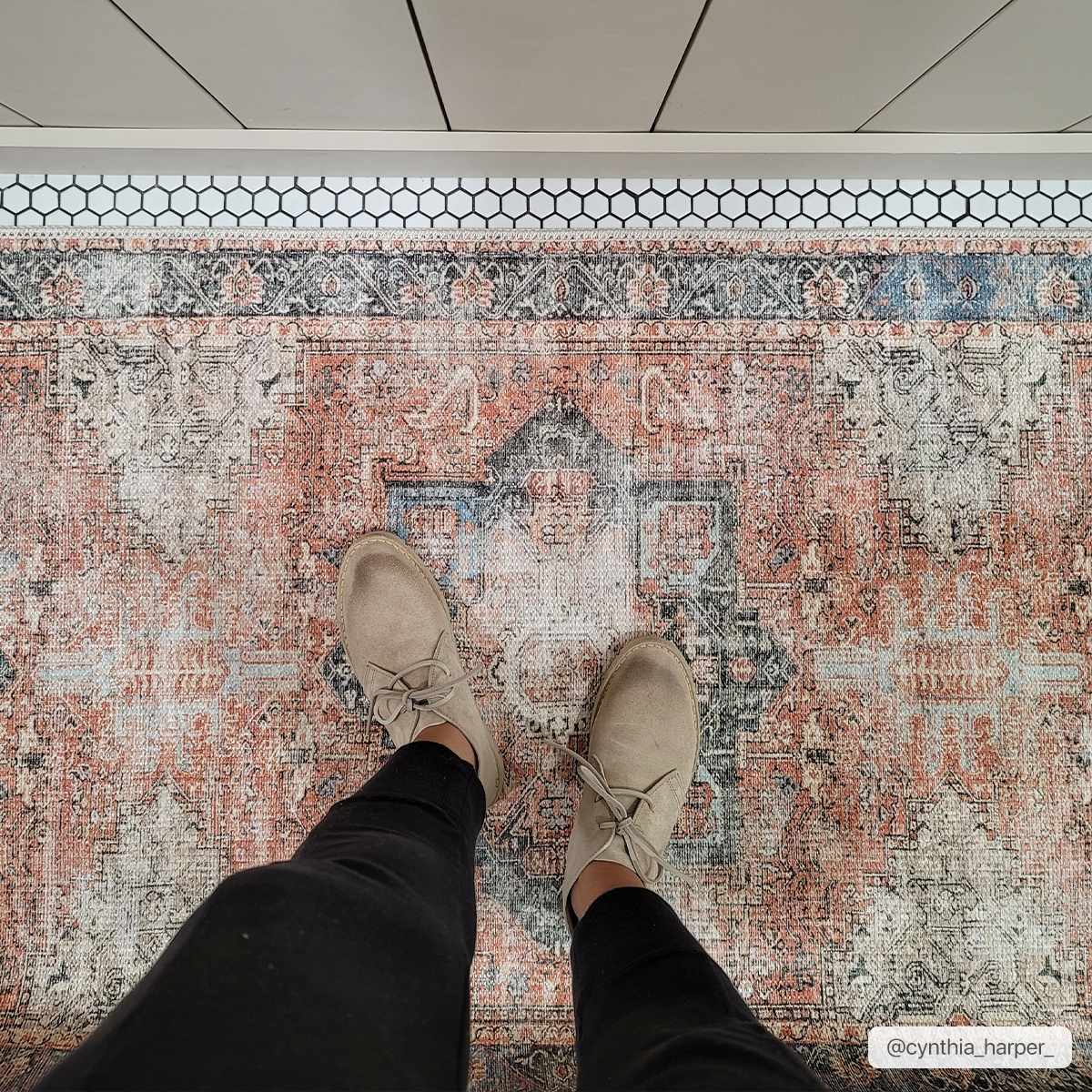 Rosman Distressed Washable Area Rug - Quahog Bay Bedding