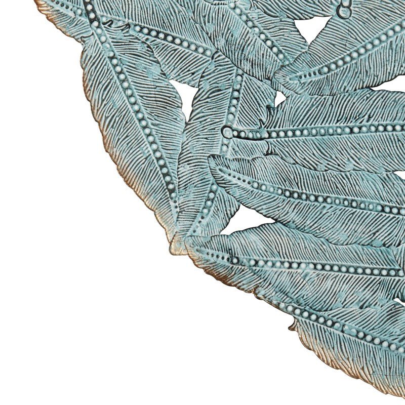 Rossi Textured Feather 3 - piece Metal Disc Wall Decor Set - Blue - Quahog Bay Bedding