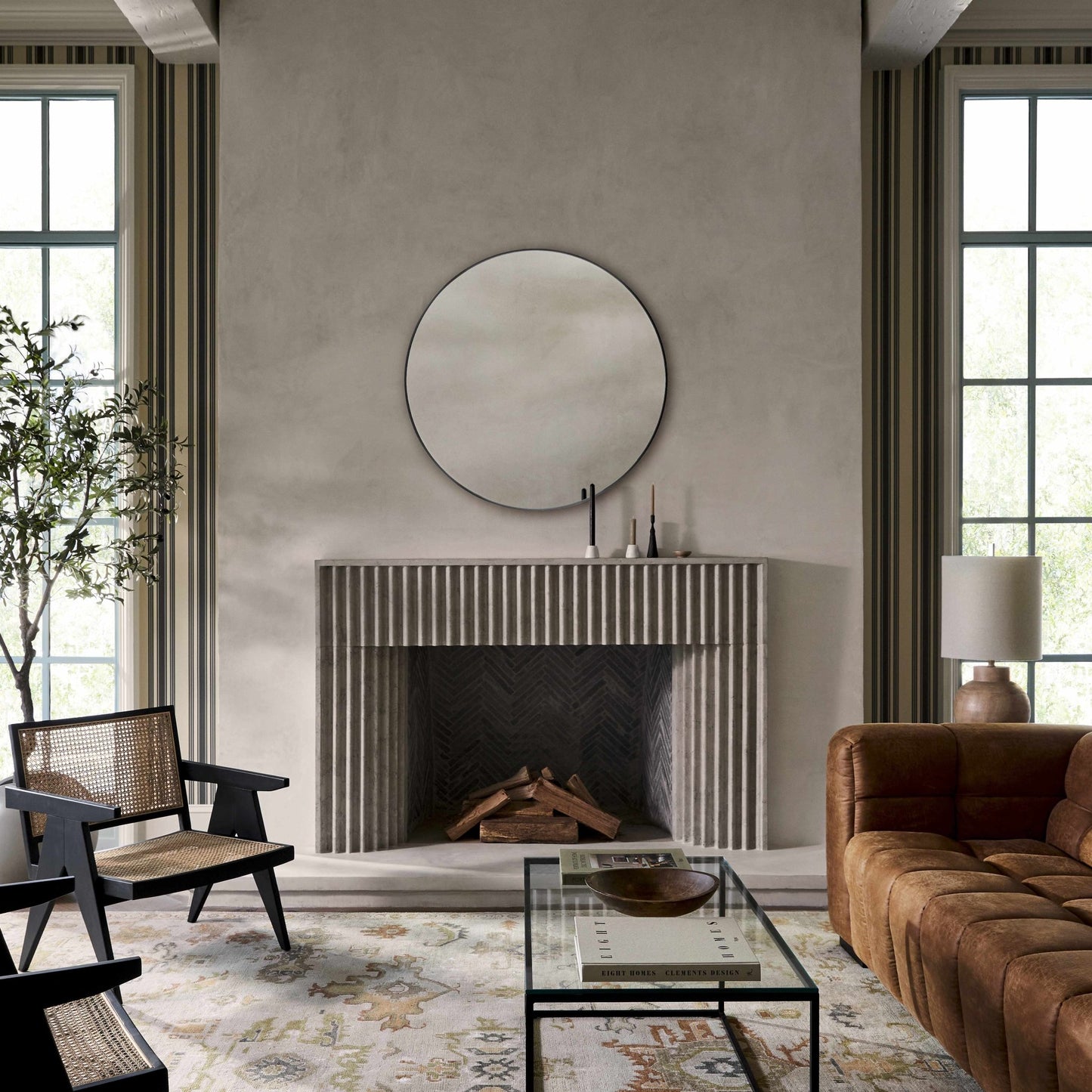 Round Mirror with Black Aluminum Frame - Quahog Bay Bedding