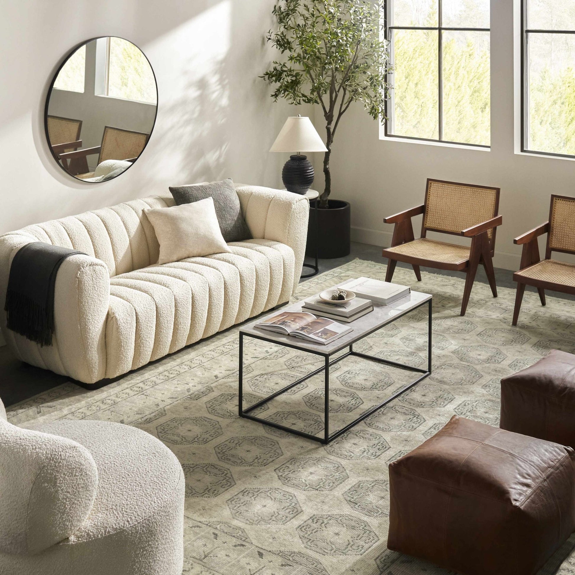 Round Mirror with Black Aluminum Frame - Quahog Bay Bedding