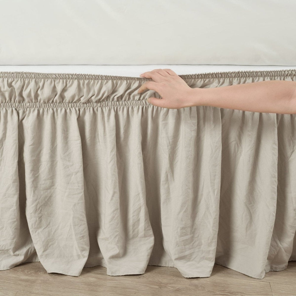 Ruched Ruffle Elastic Easy Wrap Around Bed Skirt - Quahog Bay Bedding
