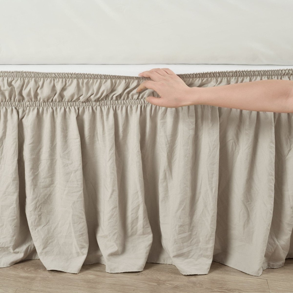 Ruched Ruffle Elastic Easy Wrap Around Bed Skirt - Quahog Bay Bedding