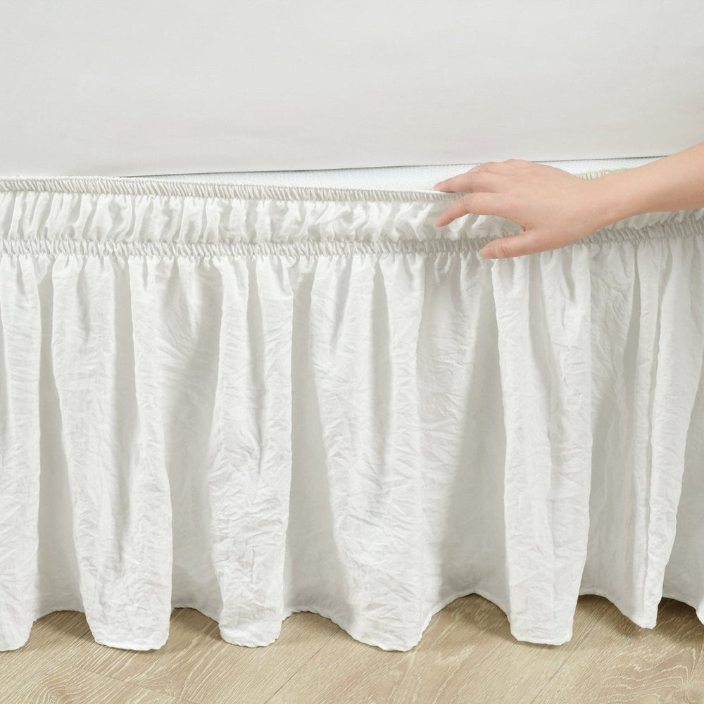 Ruched Ruffle Elastic Easy Wrap Around Bed Skirt - Quahog Bay Bedding