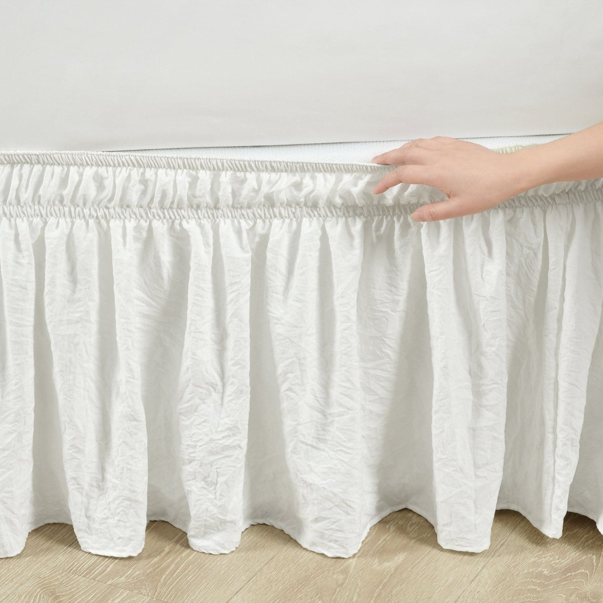 Ruched Ruffle Elastic Easy Wrap Around Bed Skirt - Quahog Bay Bedding