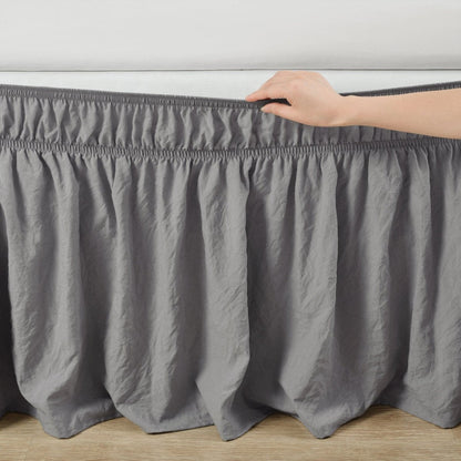 Ruched Ruffle Elastic Easy Wrap Around Bed Skirt - Quahog Bay Bedding